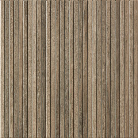 Alt Tag: Mozambik 2 33.3x33.3 кафяв плочки с дървесен релеф и вертикални фуги за баня от онлайн магазин KERANOVA