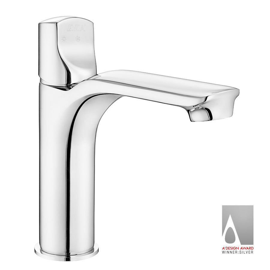 Смесител за умивалник - серия MYRA хром, дължина чучур 140 мм, вграден аератор, водаспестяваща опция, KERANOVA онлайн магазин