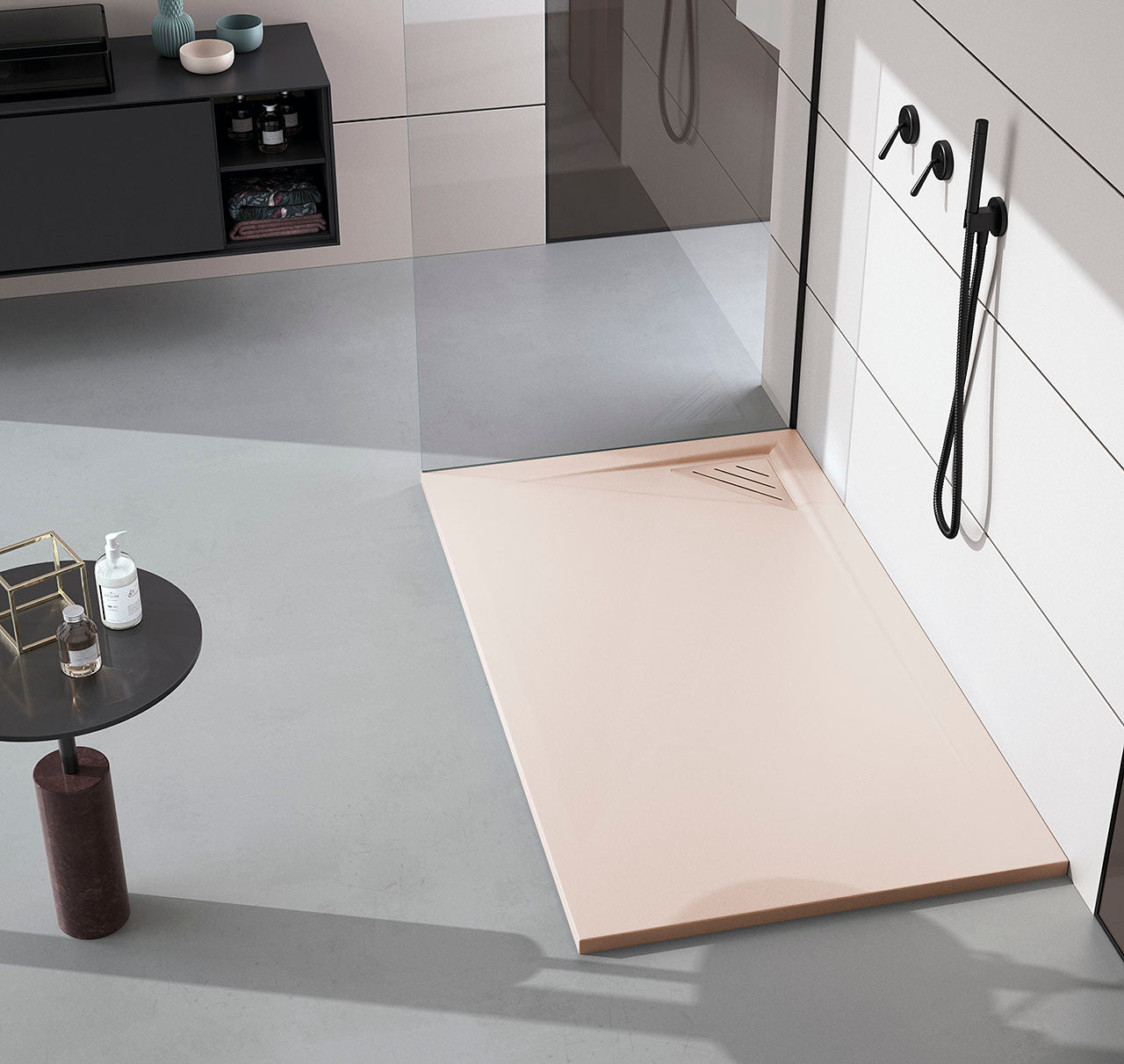 Композитно корито Nantes в розов нюанс, супер тънко поддушово корито с изчистен модерен дизайн за онлайн магазин KERANOVA