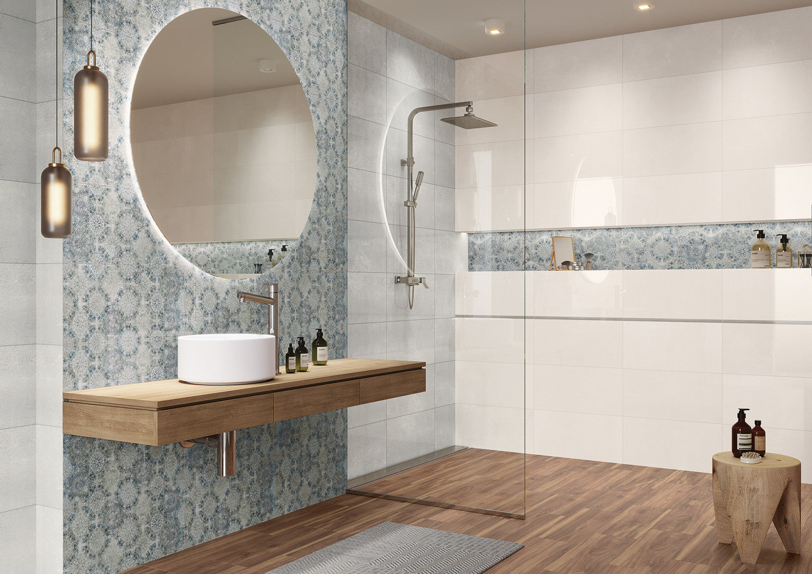 Баня Natura Sweet 30x60 - Paradyz: модерна баня с десенни плочки Ceramika Paradyz, онлайн магазин за обзавеждане за бани KERANOVA