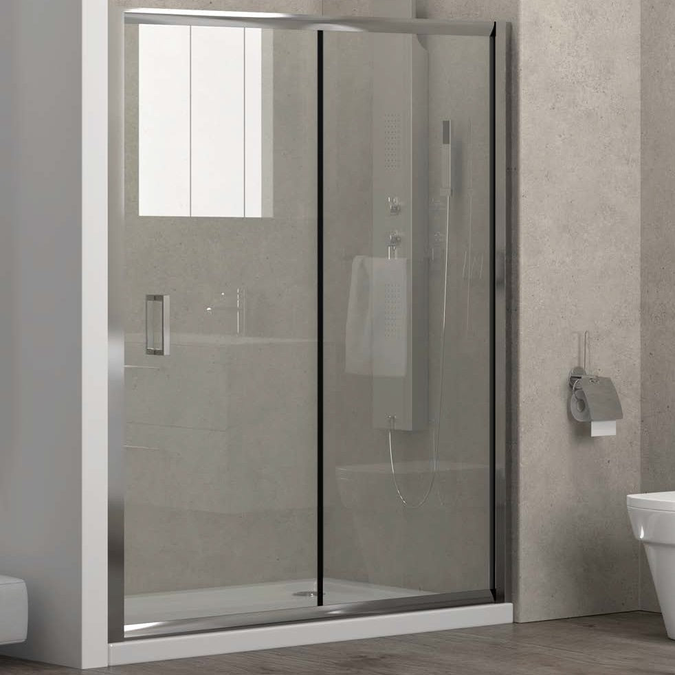 New Flora 500 - 150 см. Душ параван с една плъзгаща се врата, хромиран алуминиев профил, 5,5 мм закалено стъкло, онлайн магазин KERANOVA