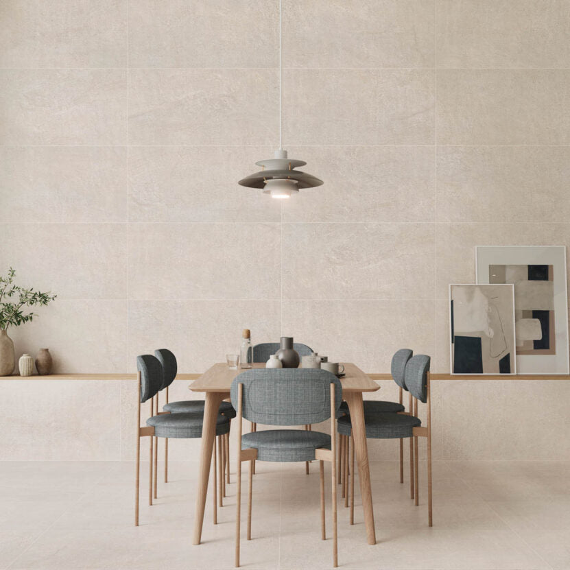 Newbury 60х60, 60x120 и 100x100 см. - Keratile, матиран гранитогрес Newbury Grey/Sand в минималистична трапезария