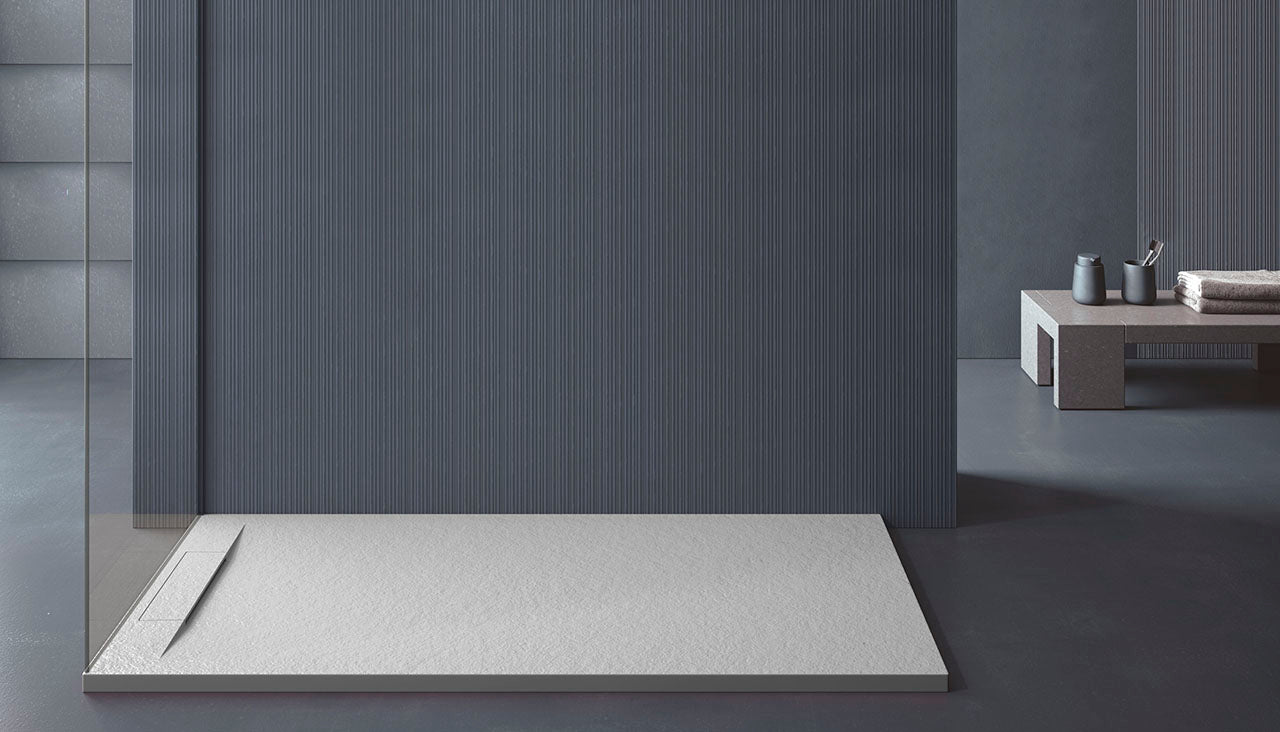 Композитно корито Niza в бял супер тънък дизайн, модерен поддушов панел 3 см дебелина, включен сифон - онлайн магазин KERANOVA