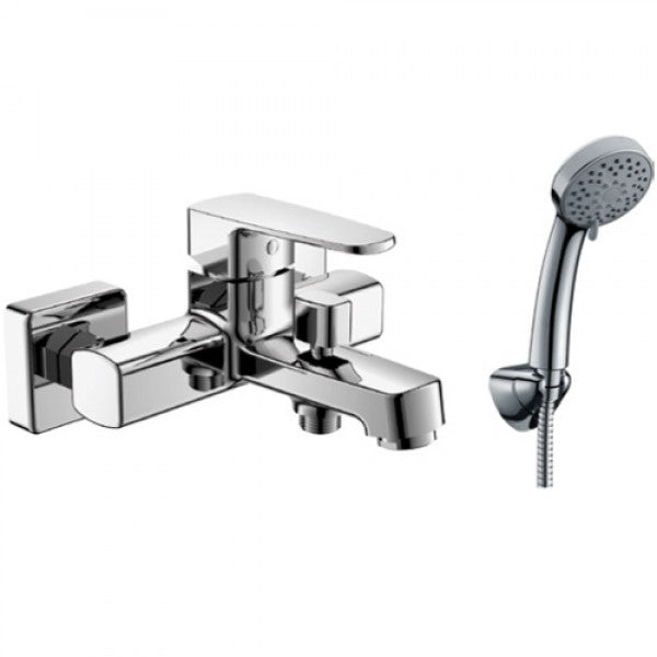 Смесител за вана/душ Marcarni стенен хром с чучур, слушалка, шлаух и държач – онлайн магазин KERANOVA