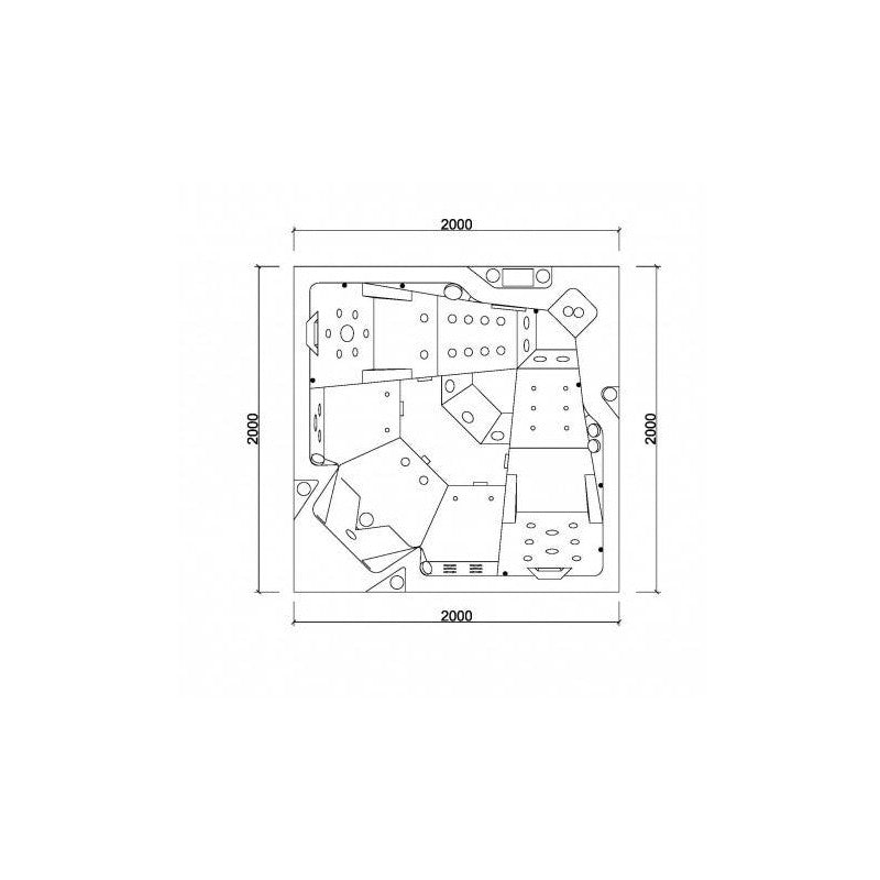 Onyx 200x200 см. - панели в 5 цвята схема на джакузи 200x200 мм за вана OKA, онлайн магазин KERANOVA, външни панели и места за сядане