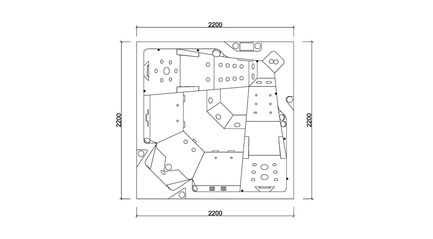 Almandine 220x220 см. - панели в 5 цвята схема на джакузи 220x220 за онлайн магазин KERANOVA, план и размери