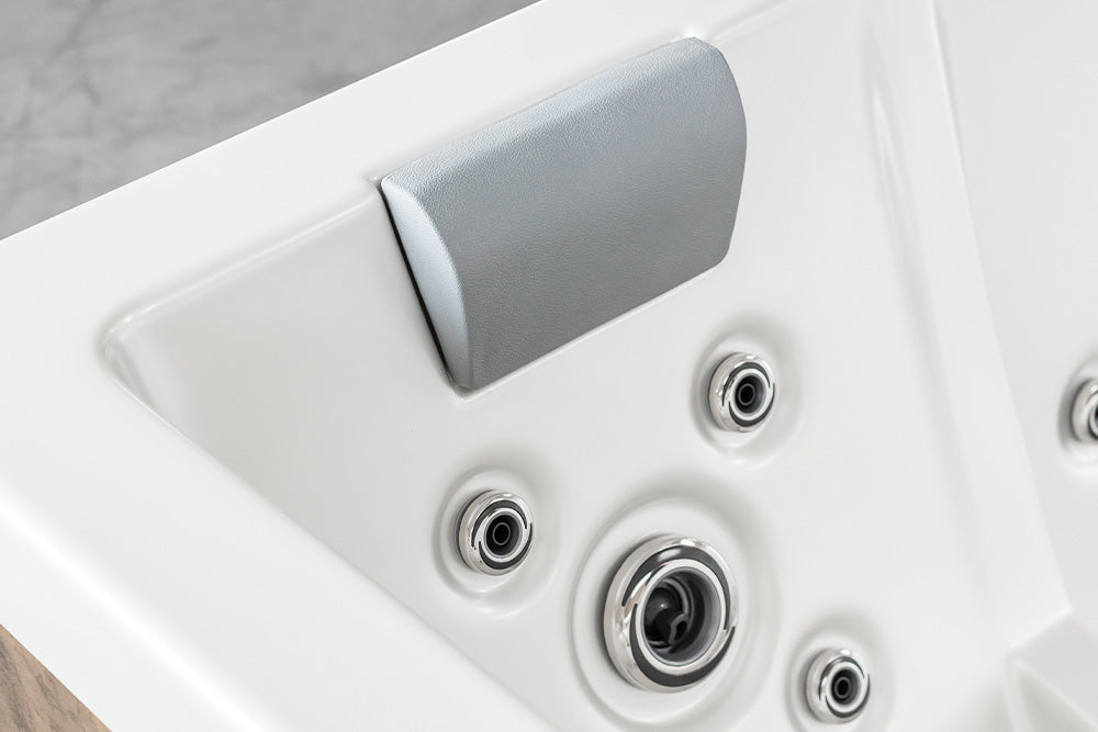 Almandine 220x220 см. - панели в 5 цвята джакузи бял акрил с масажни дюзи и подложка за врата - KERANOVA онлайн магазин