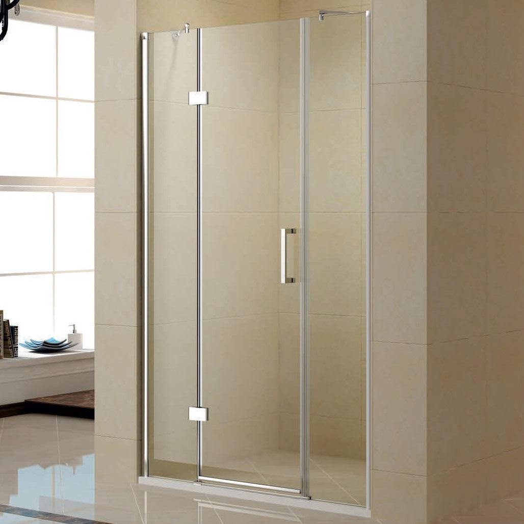 ON 600 - 170x195 СМ. стъклен параван за баня с една отваряема и две стационарни части, хромиран профил, анти-калк покритие - KERANOVA