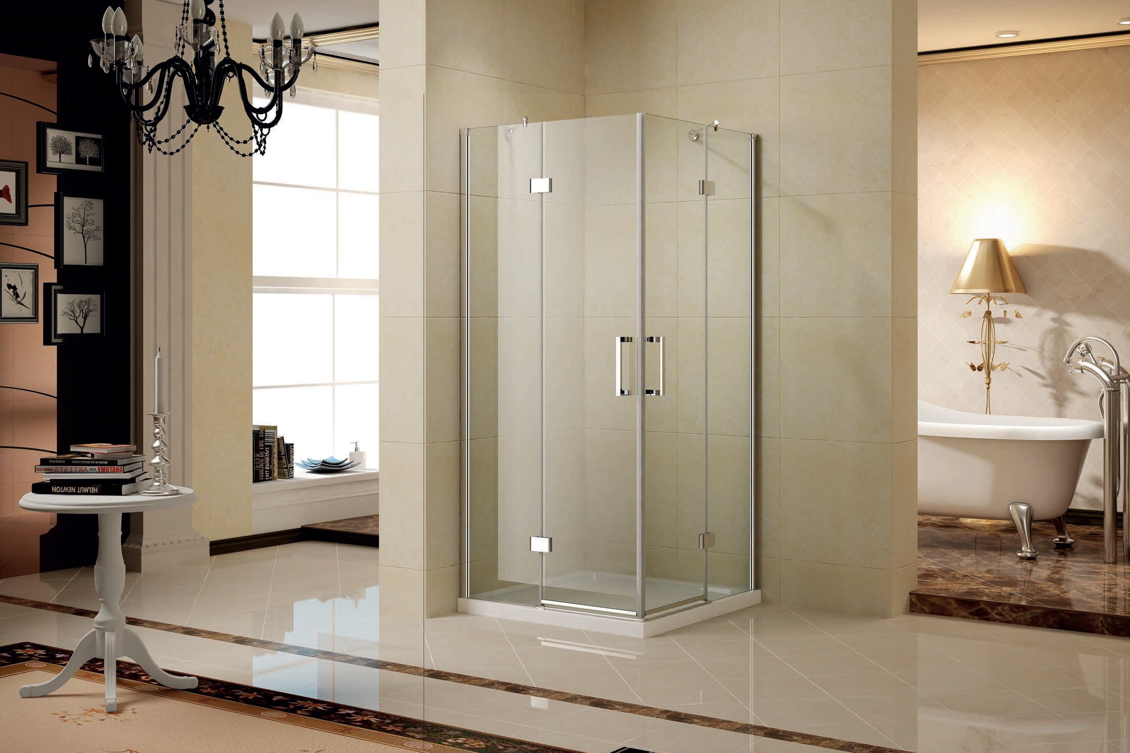 ON 100 - 80х90 см. луксозна душ кабина 80x90 см с 6мм закалено стъкло, анти-калк покритие, месингови крепежни елементи – KERANOVA