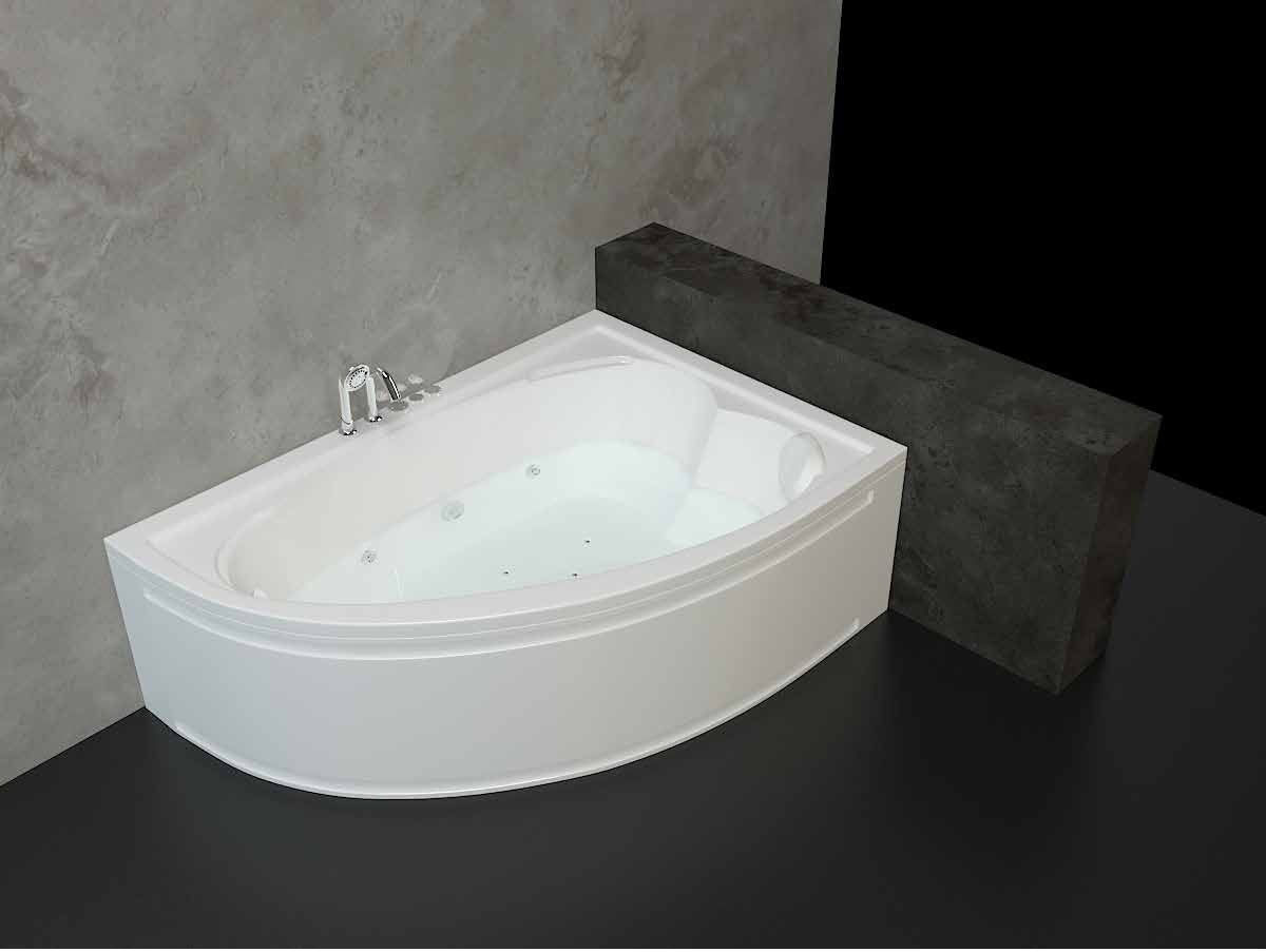 Акрилна вана Onyx 160x110 см. бяла асиметрична вана със тънки бордове и GRP подсилване за баня – онлайн магазин за обзавеждане KERANOVA