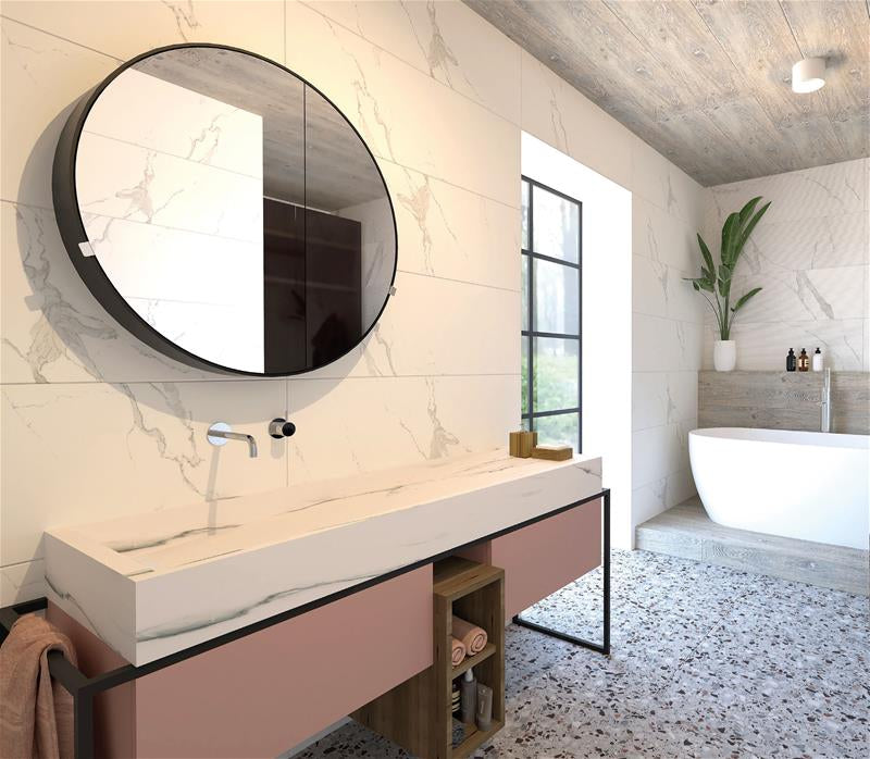 Parisian Mat 40x120 - Bien Seramik бял мраморен баня плитка в модерно оформление KERANOVA онлайн магазин