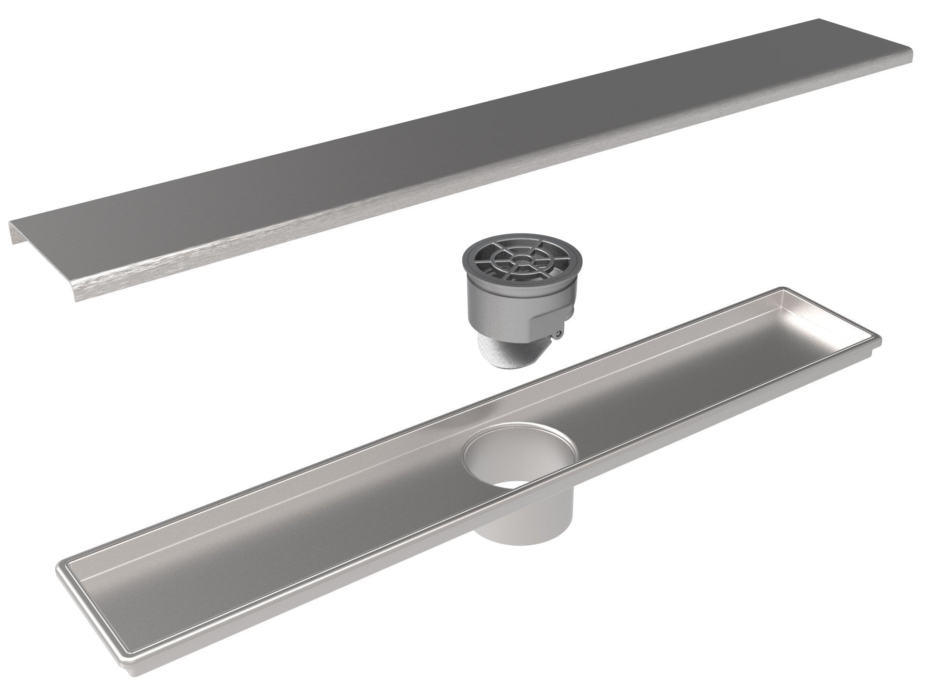 Линеен сифон PDS-360 40 и 60 см. от неръждаема стомана с плътна решетка, страничен изход Ф50 и клапа против миризми - KERANOVA