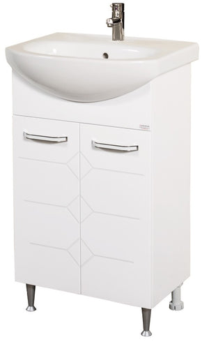 шкаф с мивка Перла 50 в бял гланц за баня, онлайн магазин за обзавеждане за бани KERANOVA