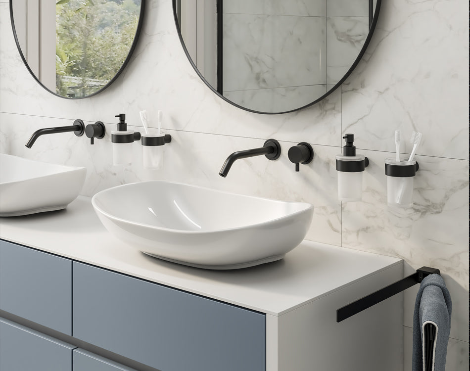 Колекция G-Pirenei черен мат стенно окачване за баня от неръждаема стомана - KERANOVA онлайн магазин