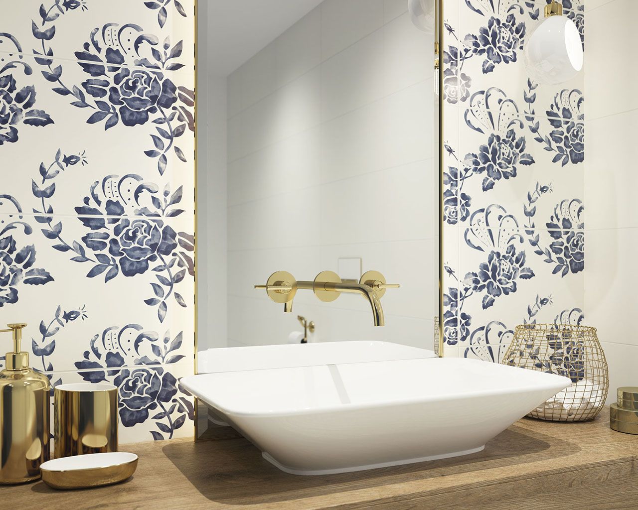 Баня Porcelano 30x60 - Paradyz: матирани плочки за баня с флорална декорация, онлайн магазин за обзавеждане KERANOVA