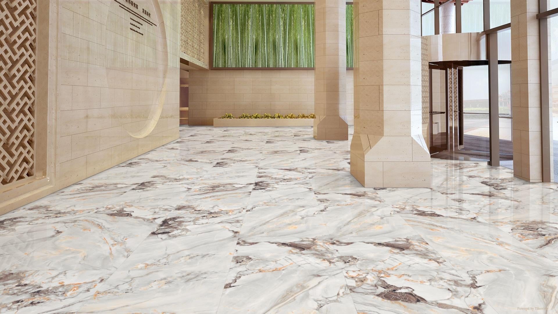 Porto Gold Polished 60x120 полиран гранитогрес в луксозно фоайе – онлайн магазин за обзавеждане за бани KERANOVA