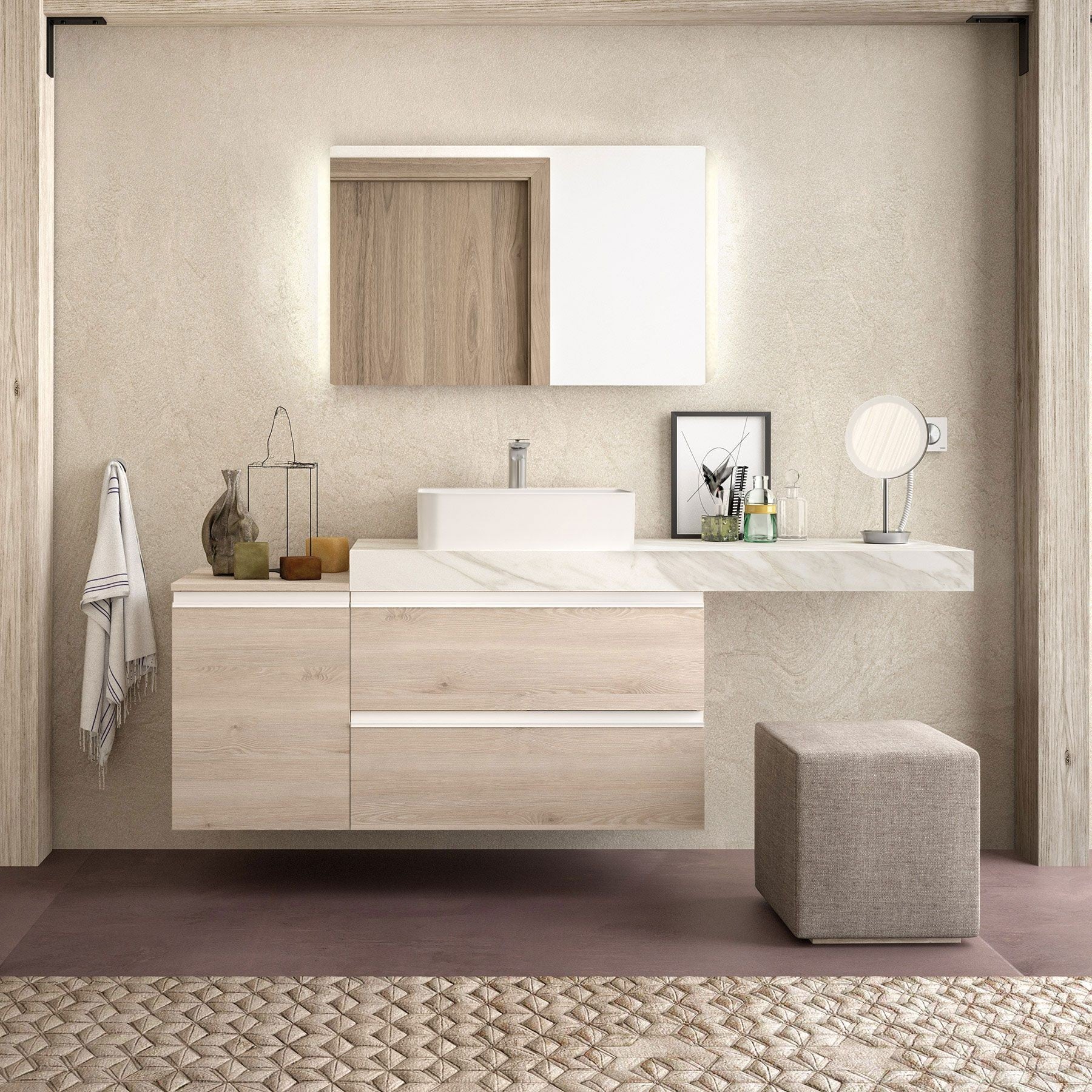 Плот Compakt с мивка върху плот в 5 различни декора - модерен HPL плот за баня от онлайн магазин за обзавеждане за бани KERANOVA