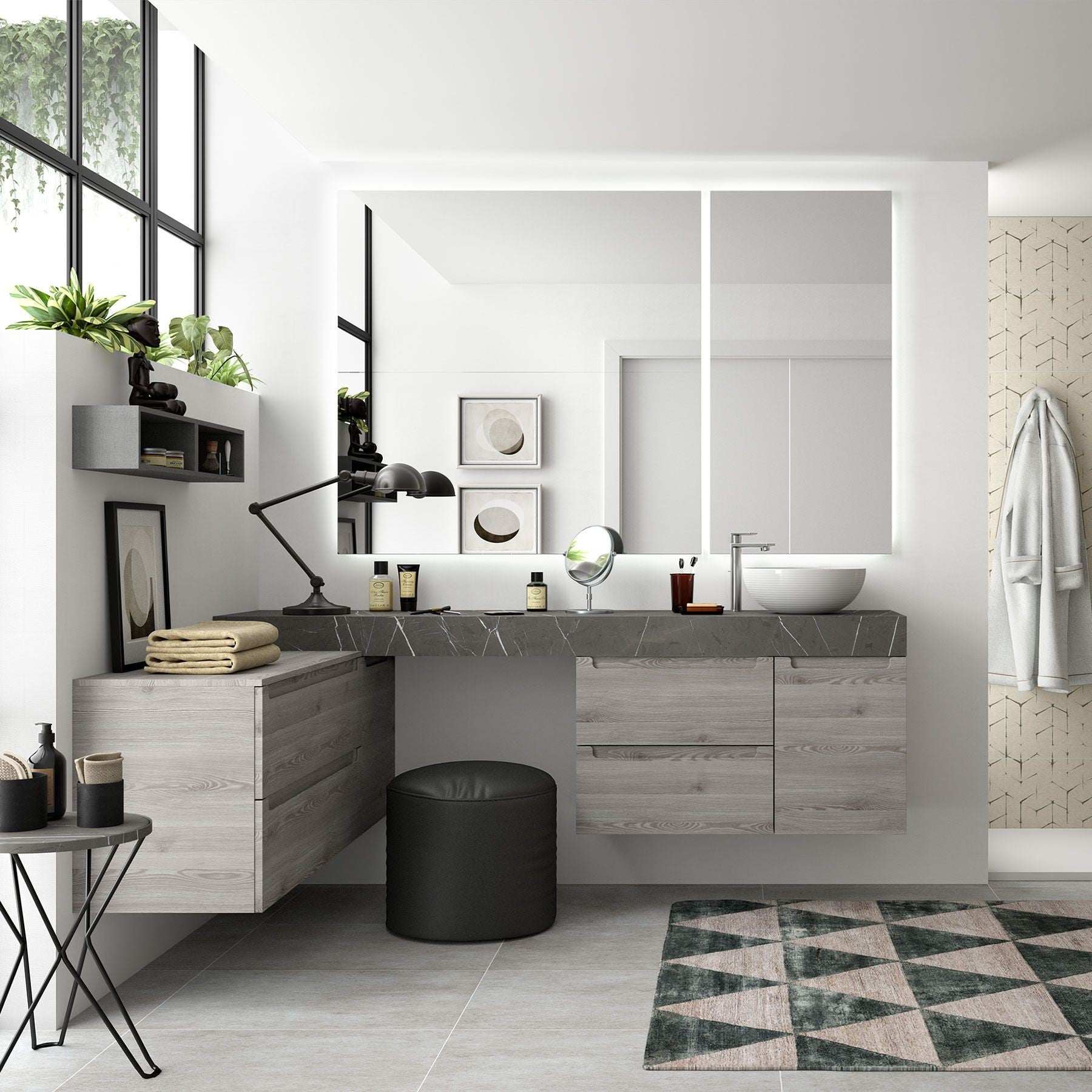 Плот Compakt с мивка върху плот в 5 различни декора - модерен банен плот HPL, компактен дизайн, 100% поръчково решение от KERANOVA