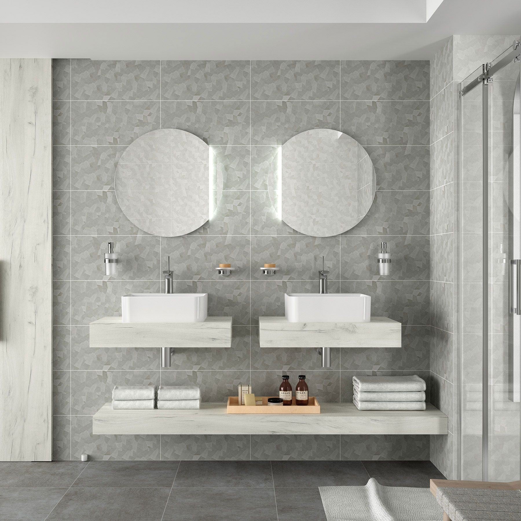 Плот Compakt с мивка върху плот в 5 различни декора - модерен двоен бял плот за баня от HPL, онлайн магазин за обзавеждане за бани KERANOVA