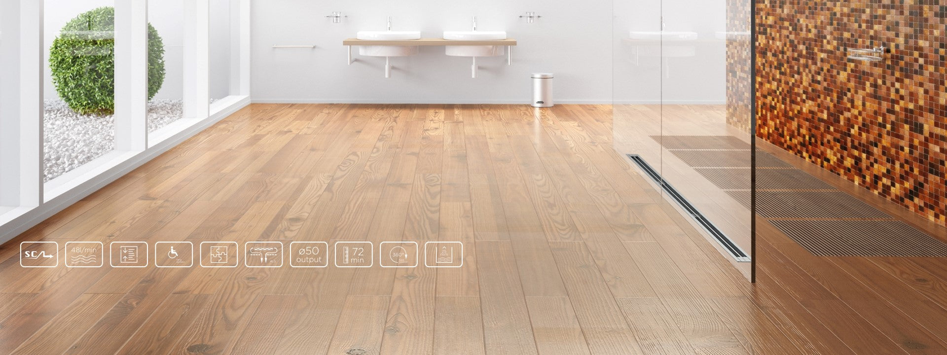 Тънък сифон Confluo Slim Line 45-115 см. линеен сифон за баня с ултра тънка решетка, ниска монтажна височина, висок дебит – KERANOVA онлайн магазин