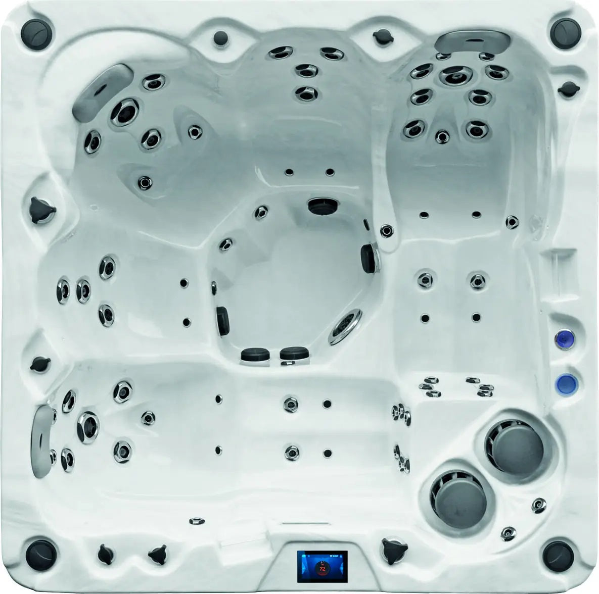 Prisma 213x213 см. луксозно петместно джакузи с Balboa електроника, каскада, подводно осветление и термо покривало - KERANOVA