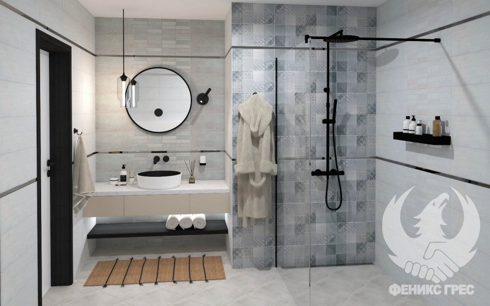 Баня Ramen 20x60 - Pamesa Ceramica в модерен бял интериор, онлайн магазин за обзавеждане за бани KERANOVA