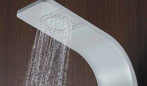 Душ панел Reina бял и черен - хидромасажен стационарен душ за баня от KERANOVA, бял модел с дъждовна ръкохватка