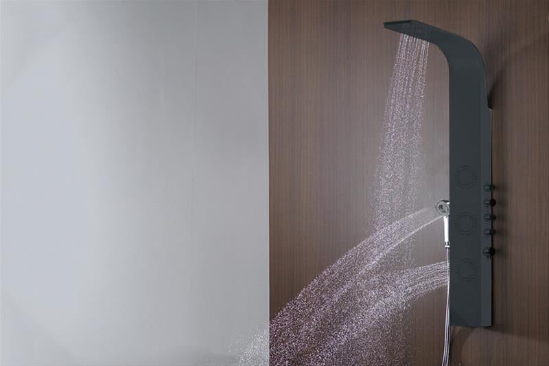 Душ панел Reina бял и черен - хидромасажна душ колона с подвижен и стационарен душ, керамичен механизъм SEDAL, онлайн магазин KERANOVA