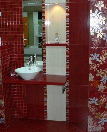 Плотове от технически камък за баня в бордо тон, конзолен плот с мивка – онлайн магазин за обзавеждане за бани KERANOVA