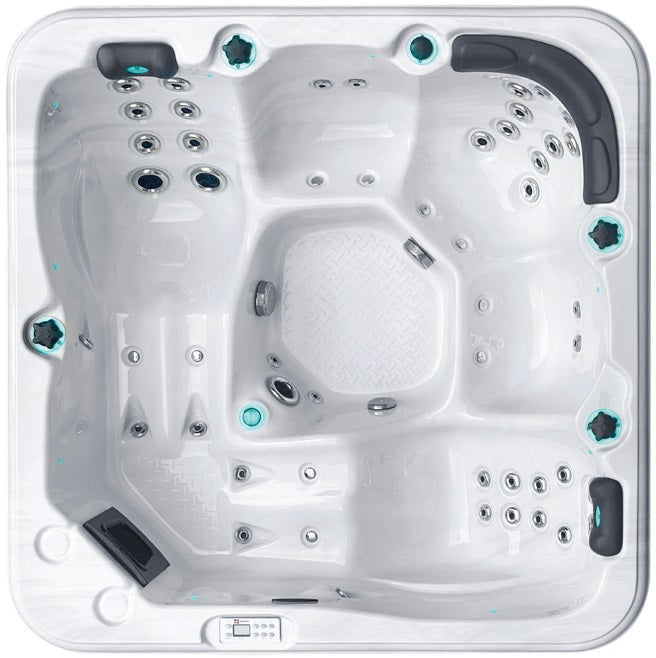Relax 204x204 см. бяла хидромасажна вана с 2 лежащи и 3 седящи места, 44 хидродюзи, LED осветление – KERANOVA онлайн магазин