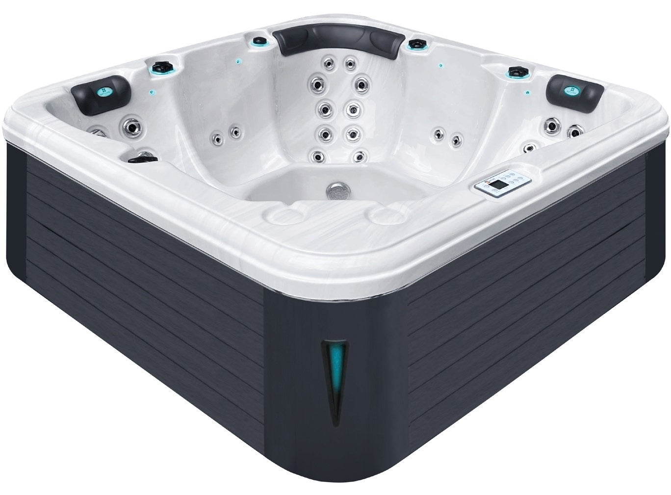 Relax 204x204 см. хидромасажна вана KERANOVA с 2 лежалки, 3 седалки, 44 хидро дюзи и подводно LED осветление