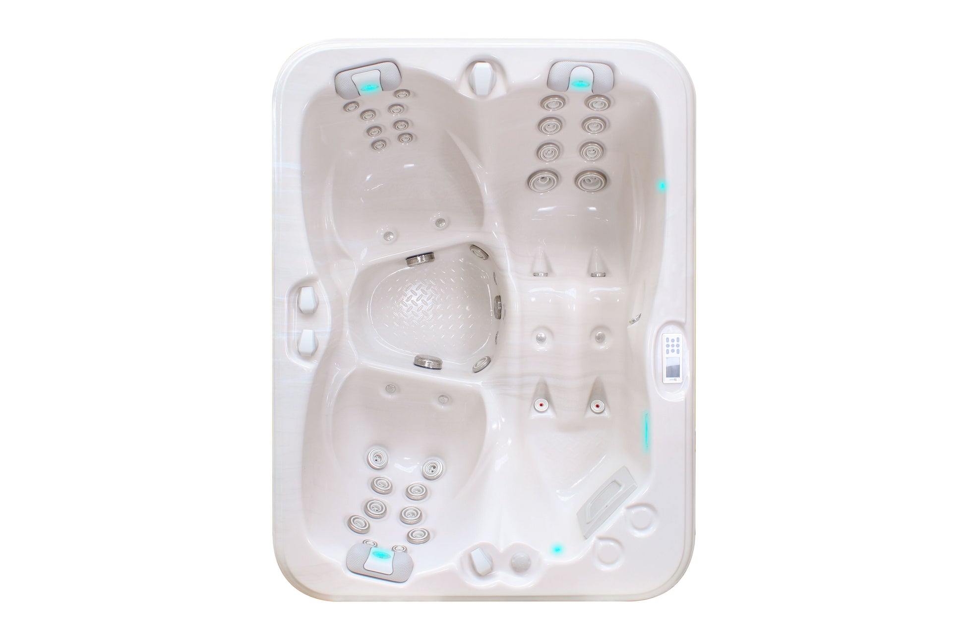 Alt Tag: Renew 208x155 см. - триместна хидромасажна вана за баня от онлайн магазин KERANOVA, ергономични места и регулируеми дюзи