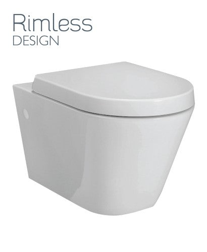 Rimless конзолна тоалетна Resort - R.A.K. Ceramics, дизайнерска Rimless тоалетна чиния със седалка и капак със забавено падане - KERANOVA