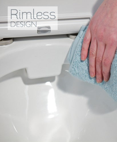 Rimless конзолна тоалетна Resort - R.A.K. Ceramics за онлайн магазин KERANOVA, дизайнерска Rimless чиния със седалка със забавено падане