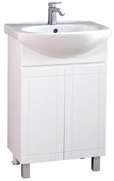 Шкаф с мивка Рила 55 см. бял PVC шкаф за баня, устойчив на влага, онлайн магазин за обзавеждане KERANOVA