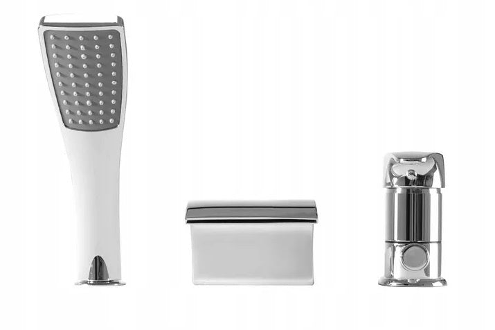 Смесител за вана Riven Chrome - 3 дупков бордови комплект с душ слушалка, държач и контрол, KERANOVA онлайн магазин