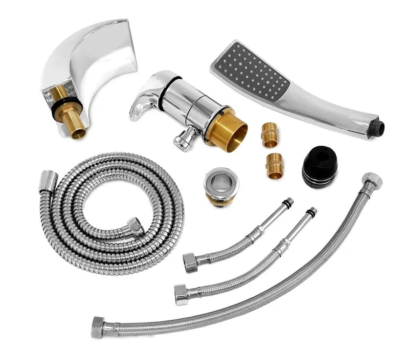 Смесител за вана Riven Chrome комплект с душ слушалка и аксесоари за онлайн магазин KERANOVA - доставка 15 работни дни