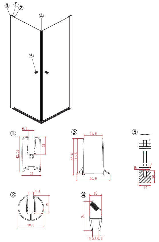 Saloon S1 - 80х80 см. - височина 200 см. луксозна душ кабина с две летящи врати, 6 мм закалено стъкло, детайли и размери
