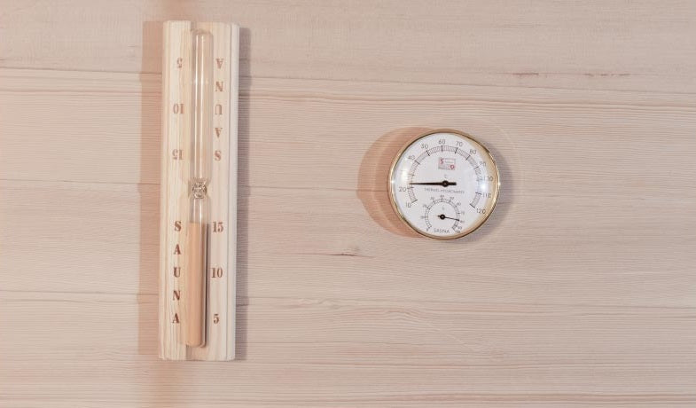 Сауна Calidus 200х170х210 см. аксесоари термометър и хигрометър в канадски хемлок за онлайн магазин KERANOVA