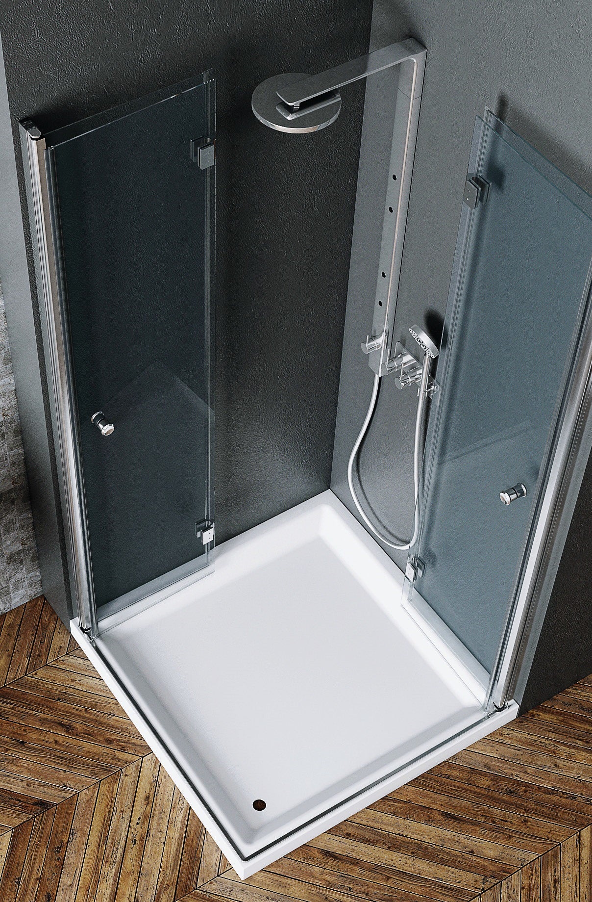 Душ кабина S7 Fold - 70х90 см. - две сгъваеми врати от KERANOVA, 6 мм закалено стъкло, анти калк покритие, алуминиеви панти, височина 200 см