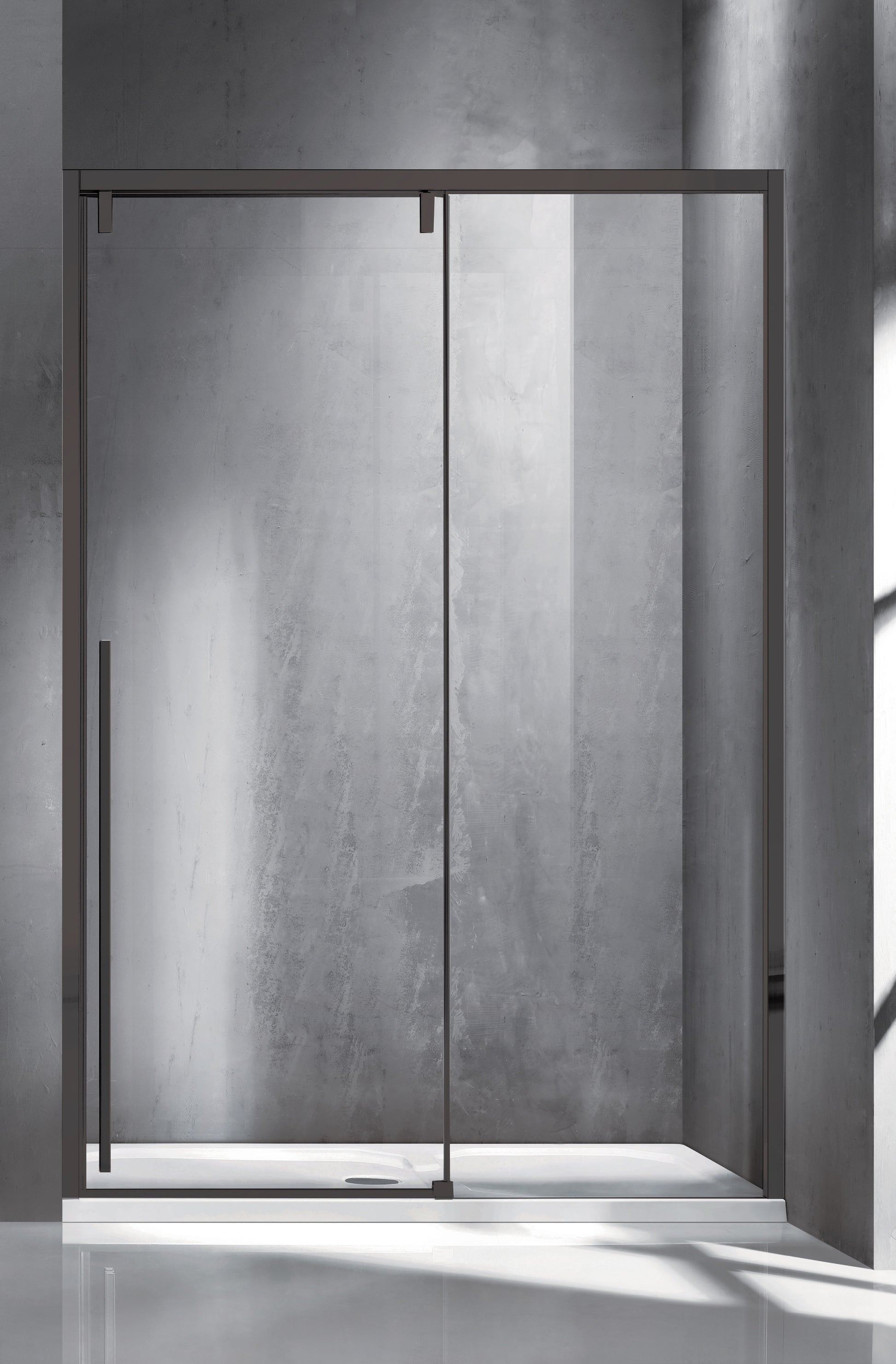 Santorini 400 Nero - 117-119 см. - черен профил, стъклен параван за баня с плъзгаща врата, 8 мм закалено стъкло, AntiCalc, KERANOVA