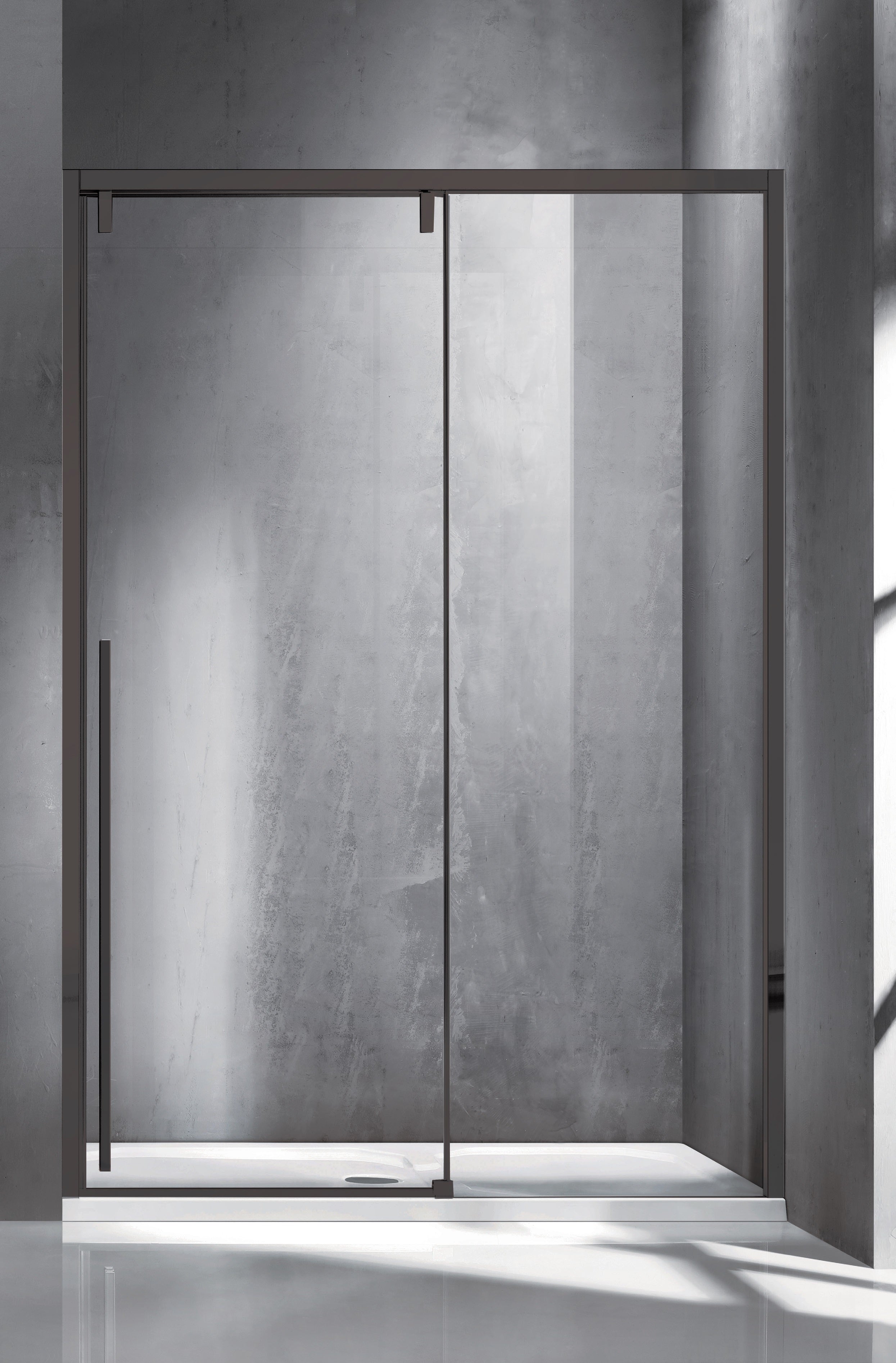 Santorini 400 Nero - 117-119 см. - черен профил, стъклен параван за баня с плъзгаща врата, 8 мм закалено стъкло, AntiCalc, KERANOVA