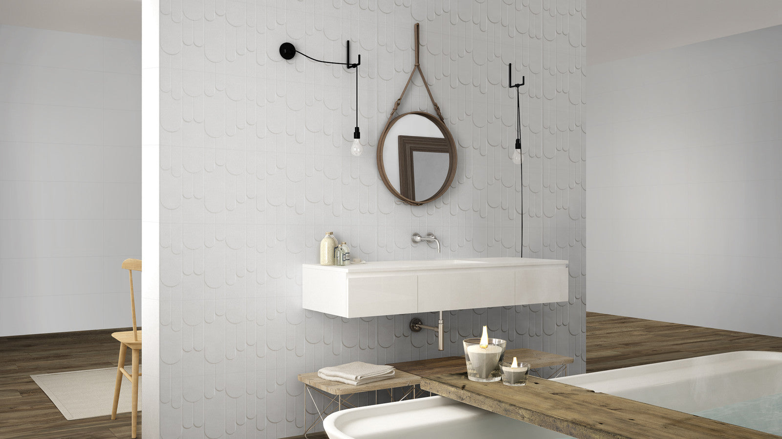 Sauvage 29.5x90 ITT Ceramic матови калибровани плочки за баня, бели, стилен интериор, онлайн магазин KERANOVA