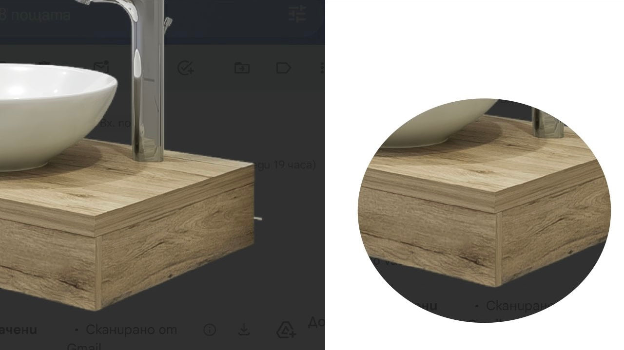 Плот с мивка Сиатъл 70 см. от PVC с HPL покритие, порцеланова мивка Ф39,5 см – онлайн магазин за обзавеждане за бани KERANOVA