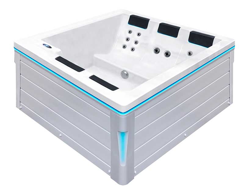 СПА джакузи Serene 5 210x190 см. с кубичен дизайн, LED подсветка и Hybrid Heating за модерен банен интериор KERANOVA