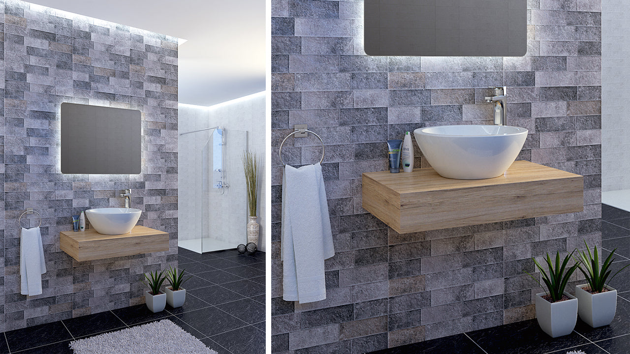 Плот с мивка Сиатъл 70 см. от PVC с HPL покритие и порцеланова мивка TWB039 - онлайн магазин за обзавеждане KERANOVA