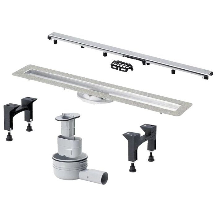 Линеен сифон Viega Adantix с решетка Visign ER10 и монтажни елементи - онлайн магазин за обзавеждане за бани KERANOVA