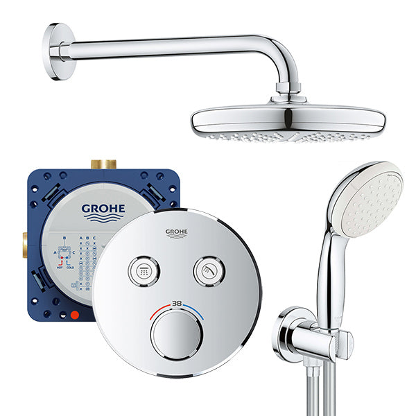 Вграден комплект Grohe SmartControl Tempesta 250 вграден душ комплект с глава 250 мм, ръчен душ, термостат и SmartBox за KERANOVA