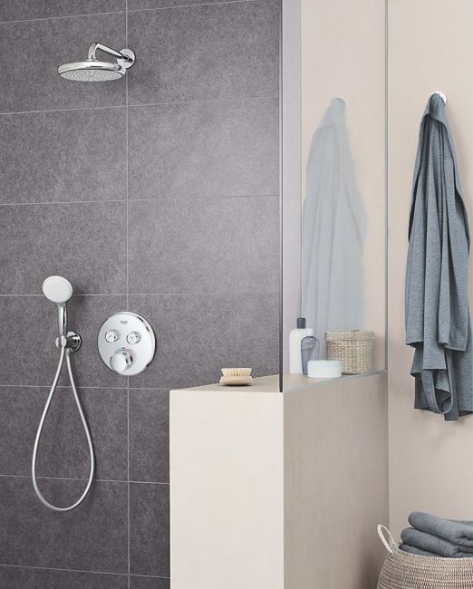 Вграден комплект Grohe SmartControl Tempesta 250 вграден термостатичен душ комплект в модерен банен интериор - KERANOVA
