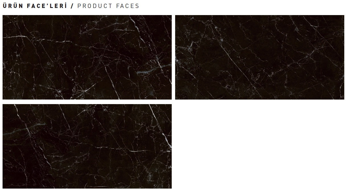 Sombra Black 60x120 - Qua полиран гранитогрес с декор на естествен мрамор, черен мраморен вид за бани, онлайн магазин KERANOVA